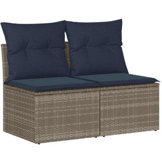 vidaXL Set Divano Giardino 2 pz con Cuscini Grigio Polyrattan Acacia - Vidaxl
