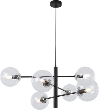 OEM L&aacute;mpara Colgante Vicenza Cromo Negro 6 L&aacute;mpara Plana Transparente E14