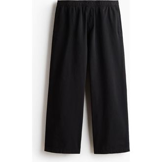 H&M Loose Fit Cotton Canvas Trousers in Black at Nordstrom, Size Xx-Large