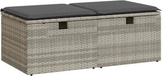 vidaXL 2 Piece Garden Sofa Set with Cushions Light Grey Poly Rattan Acacia Vidaxl