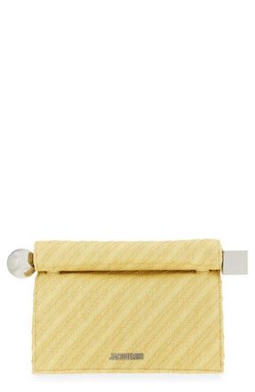 Jacquemus La Pochette Rond Carr&eacute; Canvas Clutch in Light Yellow at Nordstrom