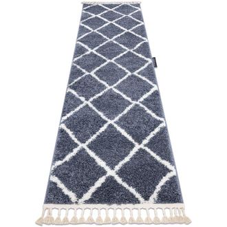 RugsX Rugsx - Carpet, Runner berber cross grey - for the kitchen, corridor & hallway grey 80x200 cm