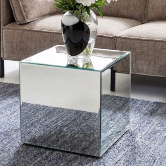 Kare Design Mesa auxiliar de espejo plateada 45x45cm