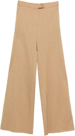 Max Mara Pantalone Oliato - Dames - Wijde Broeken - Beige - XS - Leer - Broeken