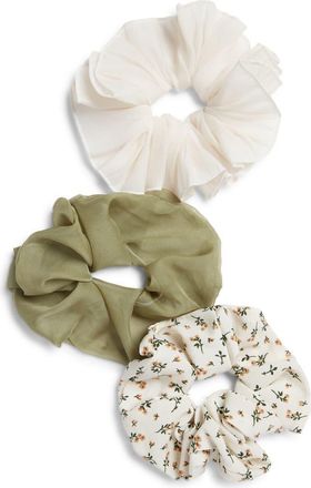 Chelsea28 3-Pack Chiffon Scrunchies in Green Multi at Nordstrom