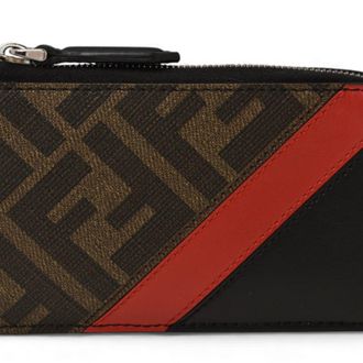 Fendi Black Red Color Pvc Coated Canvas Leather Coin Purse/Coin Case (Pre-Owned)