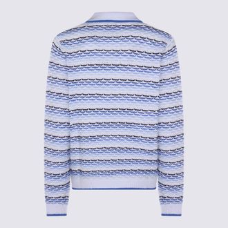 Casablanca Jacquard-Striped Cotton Polo - Blue