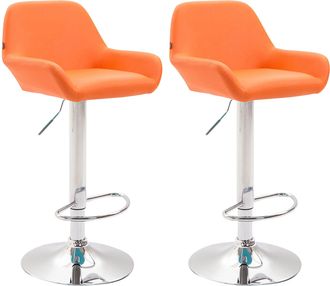 Clp Clp - Set 2 Taburetes De Bar Braga En Cuero Pu Naranja Cromado