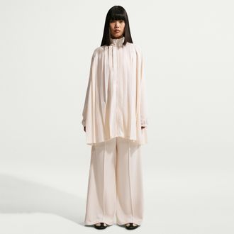 Nike Womens Nike Sportswear Oversized Long-Sleeve Pleated Mini Dress in White | IF0558-103