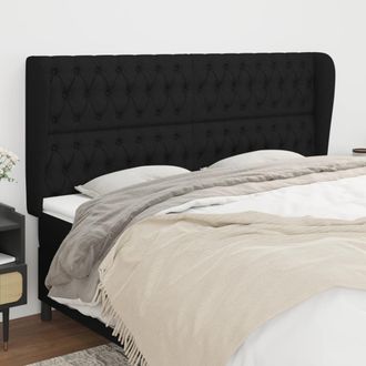 vidaXL Cabecero Con Orejas De Tela Negro 183x23x118/128 Cm Vidaxl