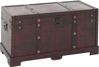 Hhg [nunca Usado] Cofre Madera Cofre Madera Cofre Del Tesoro Valla Aspecto Antiguo 30x57x29cm, Angular