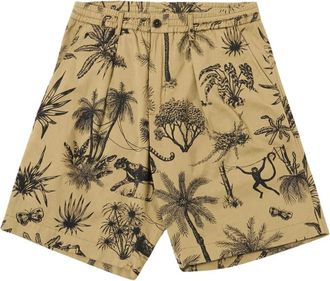 Universal Works Pleated Track Short Jungle Toile Twill - Heren - Korte Broeken - Beige - W32 - Korte Broeken
