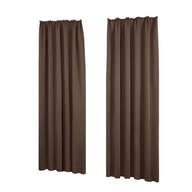 Deconovo Blickdicht Vorhang Abdunklungsvorhang Thermo Gardinen Wohnzimmer mit Kräuselband, 220x140 cm(HöhexBreite), Braun, 2er Set ab 36,99 €
