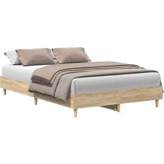 vidaXL Bed Frame No Mattress Sonoma Oak 140x190 cm Engineered Wood Vidaxl