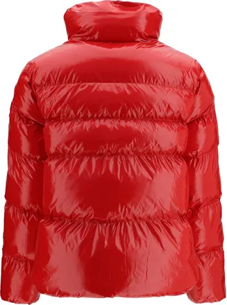 Pinko Womens Glossy Quilted Puffer Jacket Rosso Burgundy Wine Down Coat