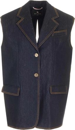 Etro Lurex Denim Gilet - Dames - Gillet - Blauw - S - Denim - Kostuums