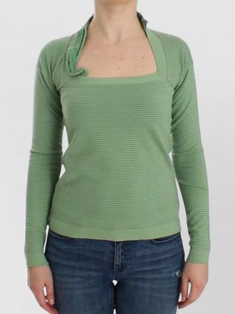 Ermanno Scervino striped square neck long sleeve sweater