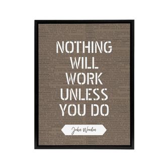 Artery8 Basketball Quote John Wooden Nothing Works Framed Canvas Wall Art Print in Brown | Size: W24 x H32