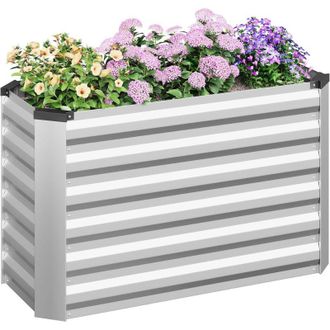 Woltu Fioriera da Esterno Rettangolare per Piante e Fiori 100x40x56 cm, Argento