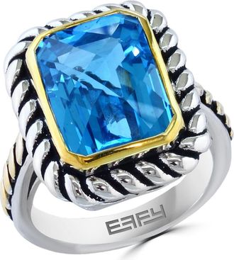 Effy Sterling Silver & 18K Gold Blue Topaz Ring at Nordstrom Rack, Size 7
