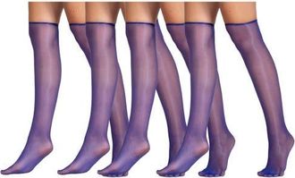 Lechery 4 Pairs of Glossy Sheer Knee-Highs in Blue at Nordstrom