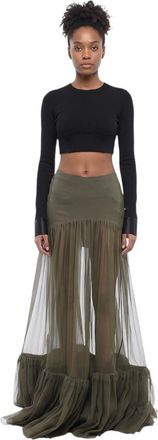 Saint Laurent Green Flared Maxi Skirt