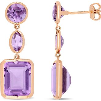Delmar Rose Rhodium Plated Sterling Silver Drop Earrings in Purple at Nordstrom Rack