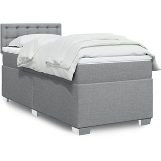 vidaXL Vidaxl - Cama Box Spring Con Colch&oacute;n Tela Gris Claro 100x200 Cm