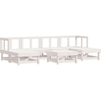 vidaXL Set Salotto da Giardino 7 pz Bianco in Legno Massello di Pino vidaXL