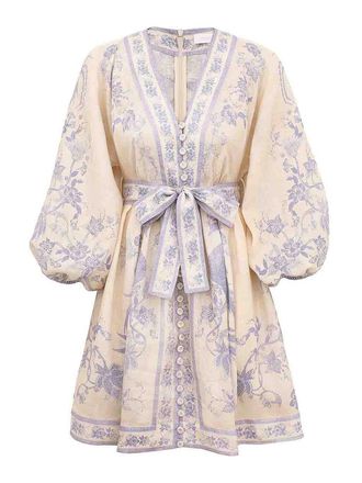 Zimmermann Indra Cream Lilac Mini Dress