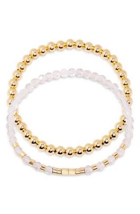 Brook & York Makenna Set of 2 Birthstone Beaded Stretch Bracelets in Gold at Nordstrom Rack