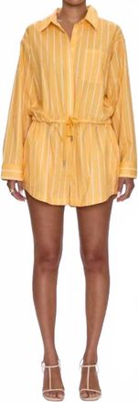 Pistola Denim Amelie Romper In Papaya Stripe