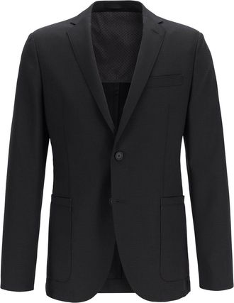 HUGO BOSS Mens Nelven2 Notched Neck Regular Fit Blazer in Black - Size 36 (Chest)