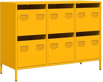 vidaXL Vidaxl - Aparador acero laminado frío amarillo mostaza 101,5x39x73,5 cm