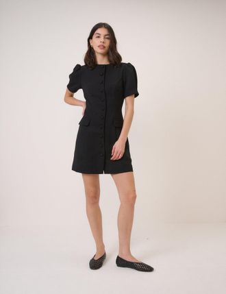 Nobody's Child Black Short Sleeved Tailored Mini Dress