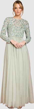 Coast Sequin Bodice Tulle Skirt Maxi Dress in Sage at Nordstrom, Size 12