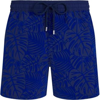 Vilebrequin Moorea Flocked Monstrera Zwemshorts - Heren - Strandmode - Blauw - XS - Badmode