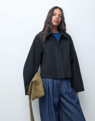 Asos giacca corta formale con colletto in nero