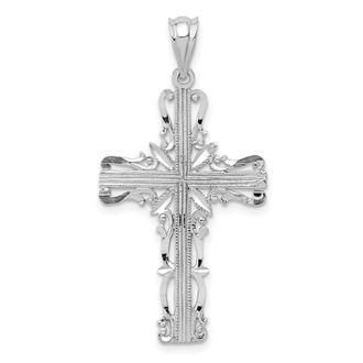 Diamond2Deal 14k White Gold Latin Cross Pendant