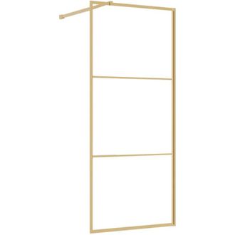 vidaXL Mampara Puerta De Ducha Vidrio Transparente Esg Dorado 90x195cm Vidaxl