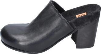 Moma Heeled Mules - Dames - Muiltjes - Zwart - 37 EU - Leer - Schoenen