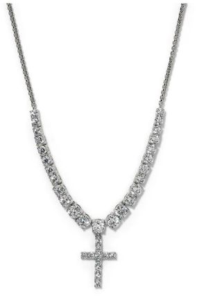 Nadri Astrid Cross Frontal Necklace in Rhodium at Nordstrom