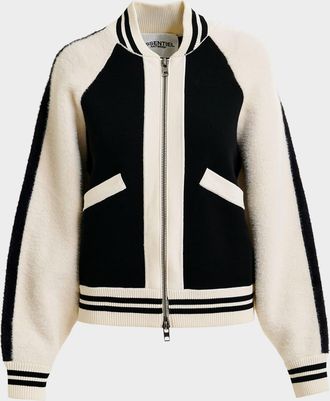 Essentiel Idol Paneled Knitted Bomber Jacket