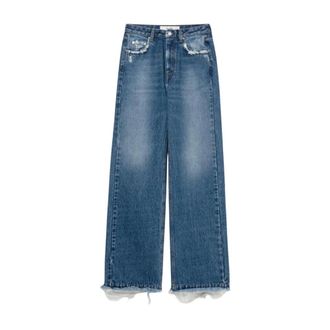 S&eacute;fr Wide Jeans, male, Blue, Size: W32 Frayed Cut Jeans
