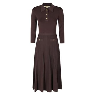 Michael Kors Abito midi svasato con polo - - Dresses - Donna - Marrone - M