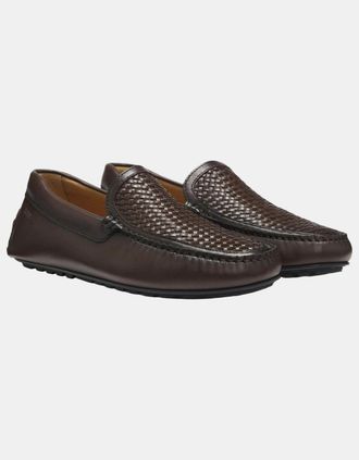 HUGO BOSS Mens BOSS Orange Noel_Mocc_ltwvr Mens Shoes 50563133 - Dark Brown 203 - Size: 10