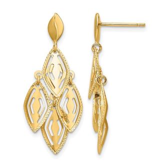 Diamond2Deal 14k Yellow Gold Diamond-cut Drop Dangle Chandelier Earrings