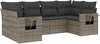vidaXL Set De Muebles De Jard&iacute;n 6 Pzas Y Cojines Rat&aacute;n Sint&eacute;tico Gris Vidaxl