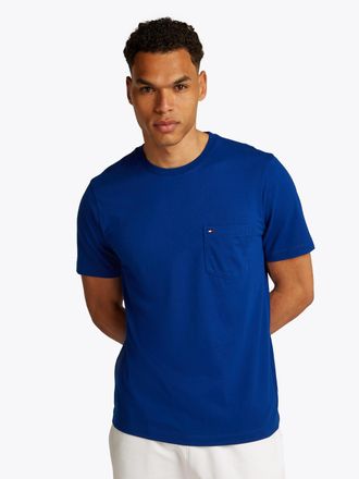Tommy Hilfiger T-Shirt TOMMY HILFIGER ESSENTIAL SOLID POCKET TEE, Herren, Gr. L, blau (wedge blau), Single Jersey, Obermaterial: 100% Baumwolle, regular fit, Rundhal