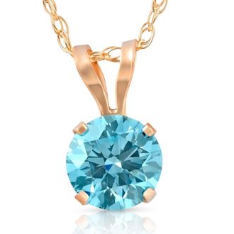 Pompeii3 1/2Ct Lab Grown Blue Diamond Solitaire Pendant Necklace14k White or Yellow Gold